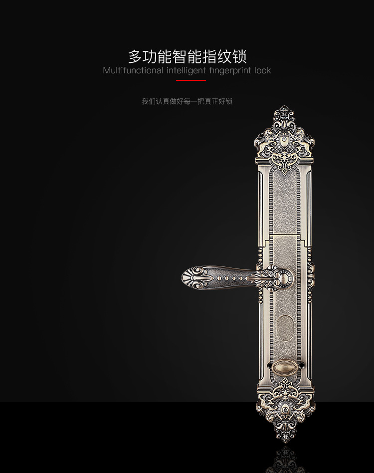 中式大拉手別墅指紋防盜門鎖